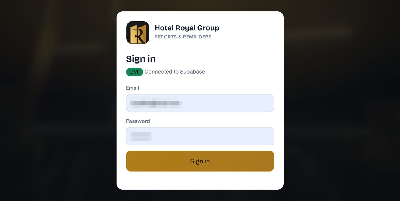 Daily Reporting app: Branch login